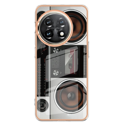 For OnePlus 11 Electroplating Marble Dual-side IMD Phone Case(Retro Radio) - OnePlus Cases by buy2fix | Online Shopping UK | buy2fix