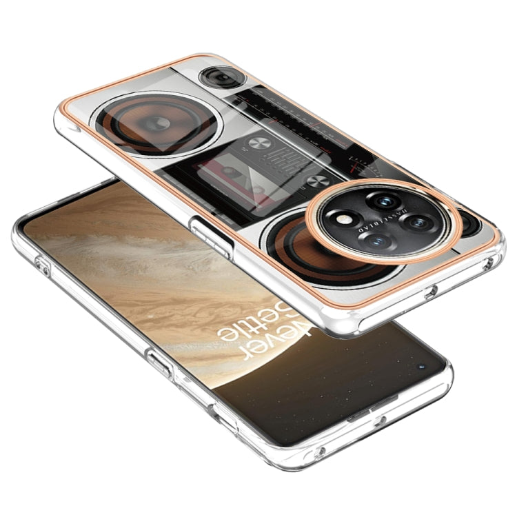 For OnePlus 11 Electroplating Marble Dual-side IMD Phone Case(Retro Radio) - OnePlus Cases by buy2fix | Online Shopping UK | buy2fix