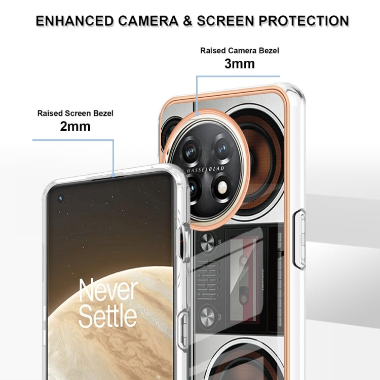 For OnePlus 11 Electroplating Marble Dual-side IMD Phone Case(Retro Radio) - OnePlus Cases by buy2fix | Online Shopping UK | buy2fix