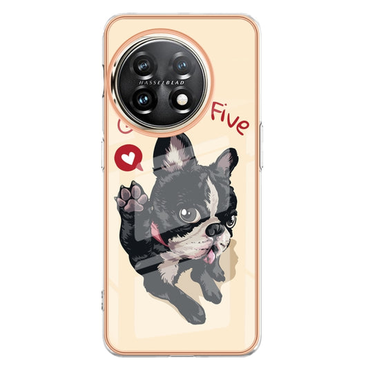 For OnePlus 11 Electroplating Marble Dual-side IMD Phone Case(Lucky Dog) - OnePlus Cases by buy2fix | Online Shopping UK | buy2fix