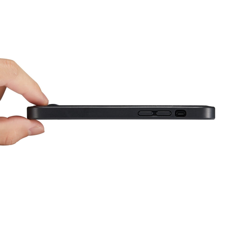 For iPhone 15 Pro Max Fierre Shann Leather Texture Phone Back Cover Case(Ox Tendon Black) by FIERRE SHANN