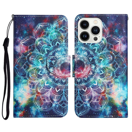 For iPhone 16 Pro 3D Colored Drawing Flip Leather Phone Case(Star Mandala)