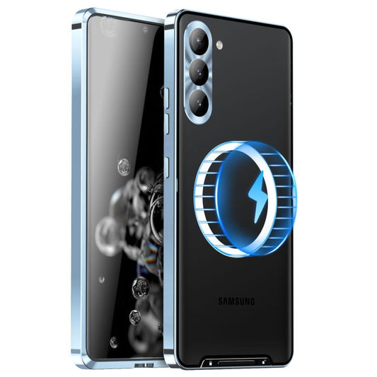 For Samsung Galaxy S25 5G MagSafe Magnetic Frosted Metal Phone Case(Blue) - Galaxy S25 5G Cases by buy2fix | Online Shopping UK | buy2fix