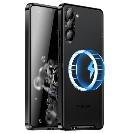 For Samsung Galaxy S25+ 5G MagSafe Magnetic Frosted Metal Phone Case(Black) - Galaxy S25+ 5G Cases by buy2fix | Online Shopping UK | buy2fix
