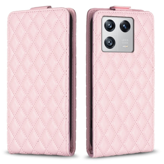 For Xiaomi 13 Diamond Lattice Vertical Flip Leather Phone Case(Pink) - Xiaomi Cases by buy2fix | Online Shopping UK | buy2fix