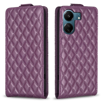 For Xiaomi Redmi 13C Diamond Lattice Vertical Flip Leather Phone Case(Dark Purple) by buy2fix