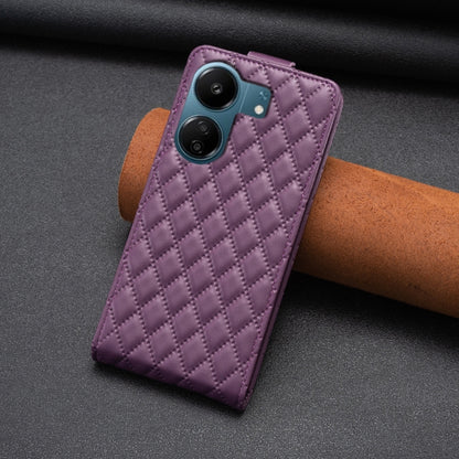 For Xiaomi Redmi 13C Diamond Lattice Vertical Flip Leather Phone Case(Dark Purple) by buy2fix