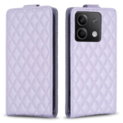 For Xiaomi Redmi Note 13 4G Global Diamond Lattice Vertical Flip Leather Phone Case(Purple) - Xiaomi Cases by buy2fix | Online Shopping UK | buy2fix