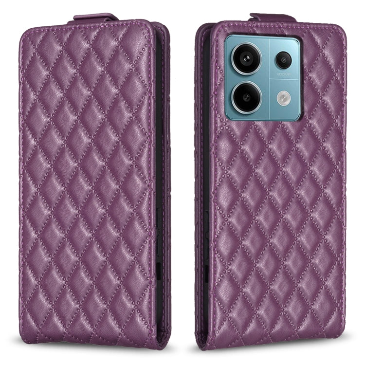 For Xiaomi Redmi Note 13 Pro 4G Global Diamond Lattice Vertical Flip Leather Phone Case(Dark Purple) - Xiaomi Cases by buy2fix | Online Shopping UK | buy2fix