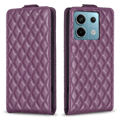 For Xiaomi Redmi Note 13 Pro 4G Global Diamond Lattice Vertical Flip Leather Phone Case(Dark Purple) - Xiaomi Cases by buy2fix | Online Shopping UK | buy2fix