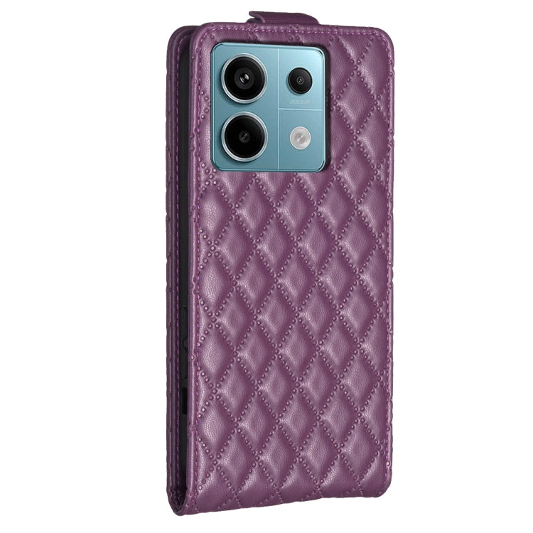 For Xiaomi Redmi Note 13 Pro 4G Global Diamond Lattice Vertical Flip Leather Phone Case(Dark Purple) - Xiaomi Cases by buy2fix | Online Shopping UK | buy2fix