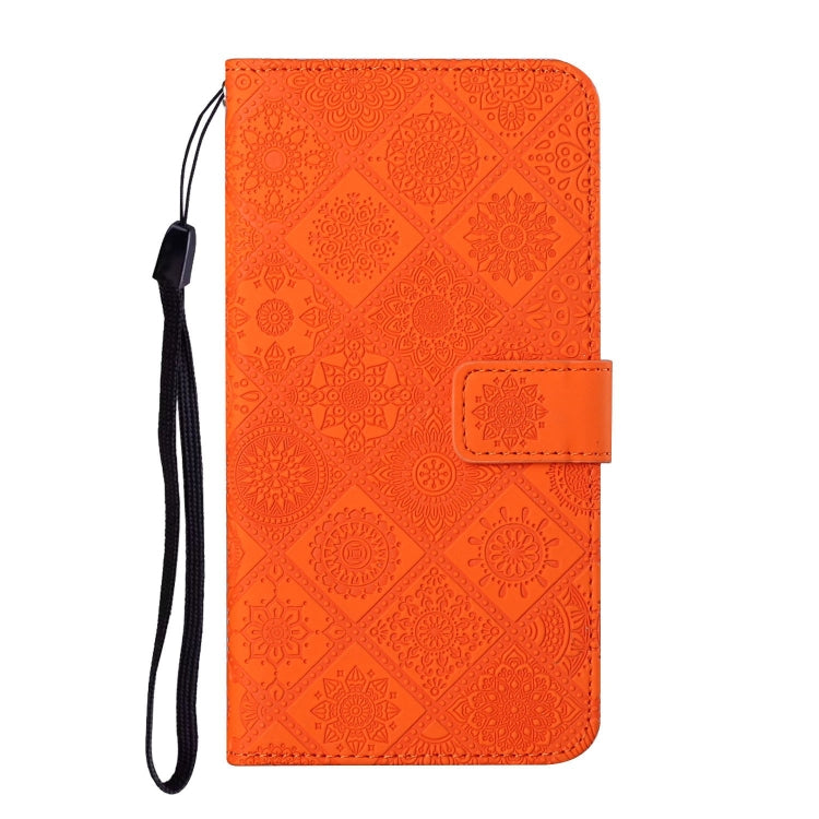 For iPhone 16 Pro Max Ethnic Style Embossed Pattern Leather Phone Case(Orange) by buy2fix