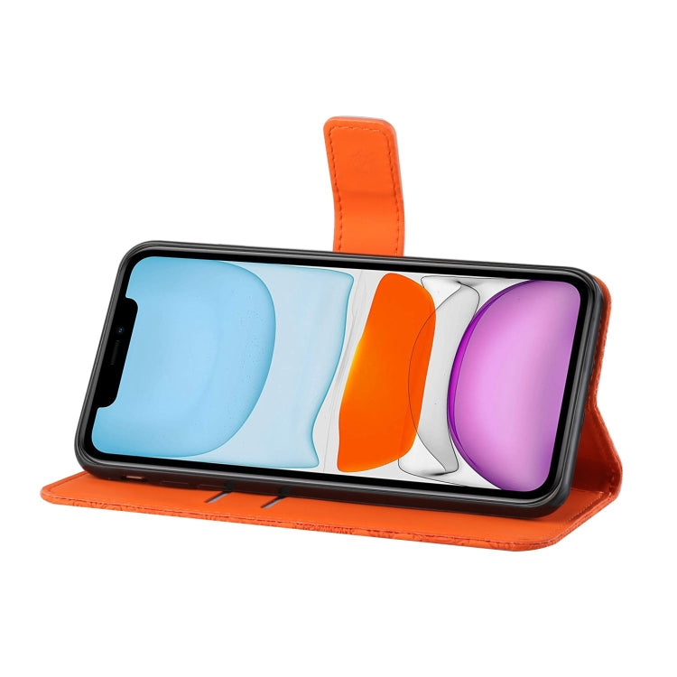 For iPhone 16 Pro Max Ethnic Style Embossed Pattern Leather Phone Case(Orange) by buy2fix