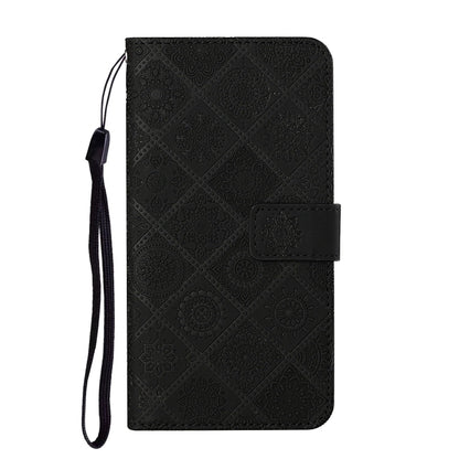 For iPhone 16 Pro Max Ethnic Style Embossed Pattern Leather Phone Case(Black) by buy2fix