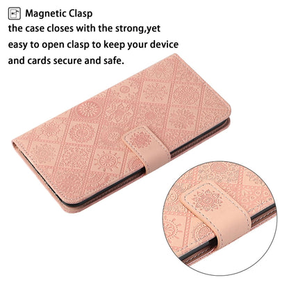 For iPhone 16 Pro Ethnic Style Embossed Pattern Leather Phone Case(Pink) by buy2fix