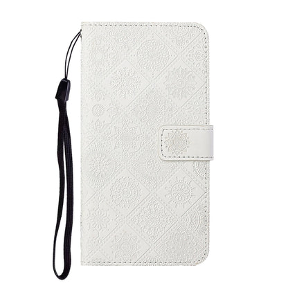 For iPhone 16 Pro Ethnic Style Embossed Pattern Leather Phone Case(White) by buy2fix
