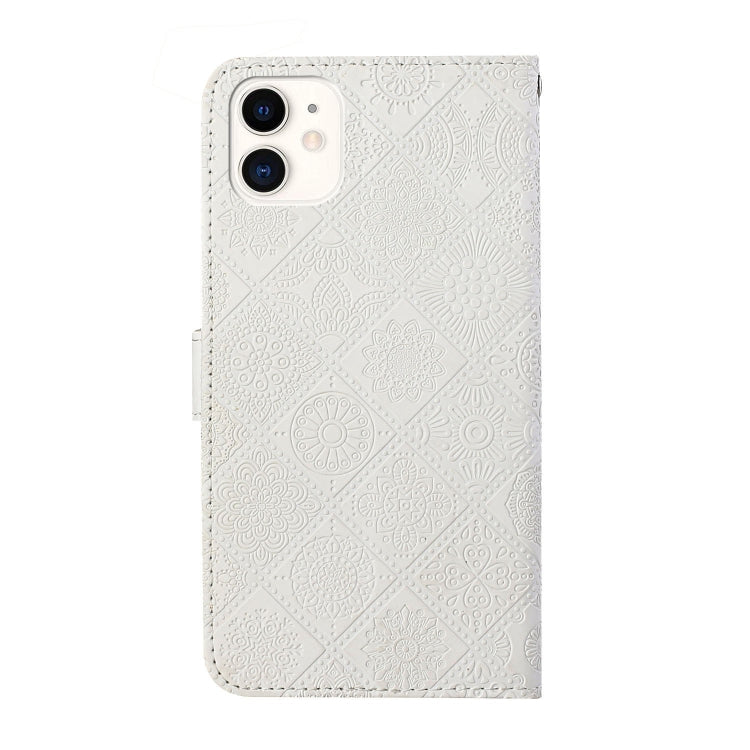 For iPhone 16 Pro Ethnic Style Embossed Pattern Leather Phone Case(White) by buy2fix