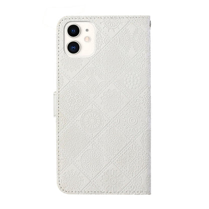 For iPhone 16 Pro Ethnic Style Embossed Pattern Leather Phone Case(White) by buy2fix