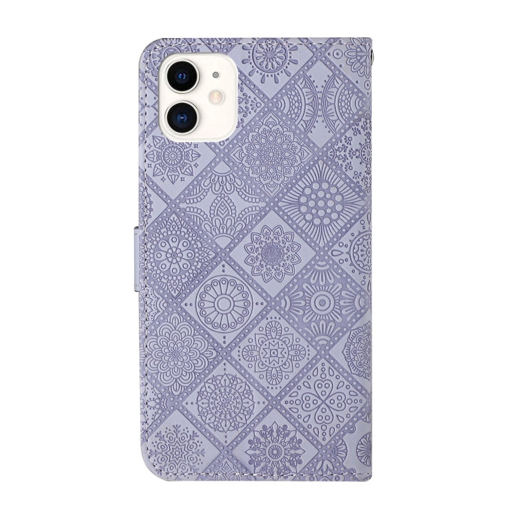For iPhone 16 Pro Ethnic Style Embossed Pattern Leather Phone Case(Purple) by buy2fix