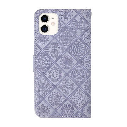 For iPhone 16 Pro Ethnic Style Embossed Pattern Leather Phone Case(Purple) by buy2fix