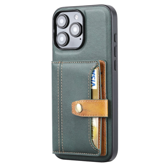 For iPhone 16 Pro Calfskin Card Slot TPU Hybrid PU Phone Case(Green) by buy2fix