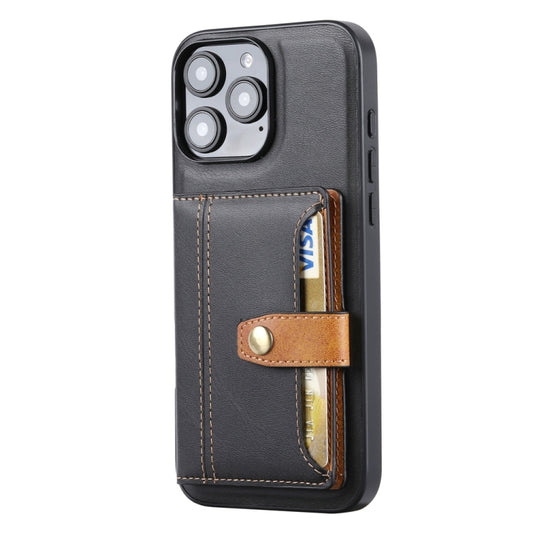 For iPhone 16 Pro Calfskin Card Slot TPU Hybrid PU Phone Case(Black) by buy2fix
