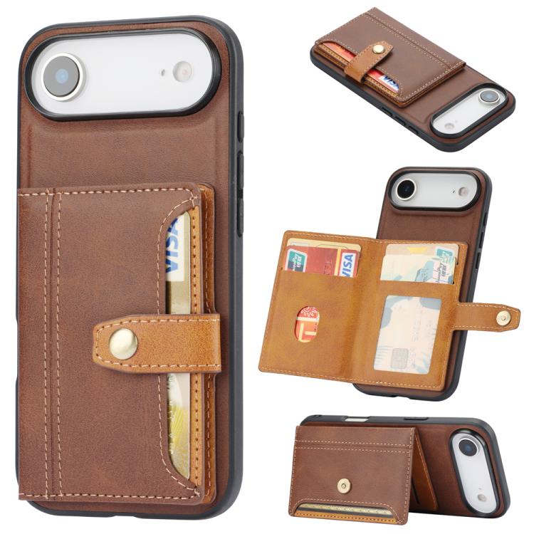 For iPhone Air Calfskin Card Slot TPU Hybrid PU Phone Case(Brown) - iPhone Air Cases by buy2fix | Online Shopping UK | buy2fix