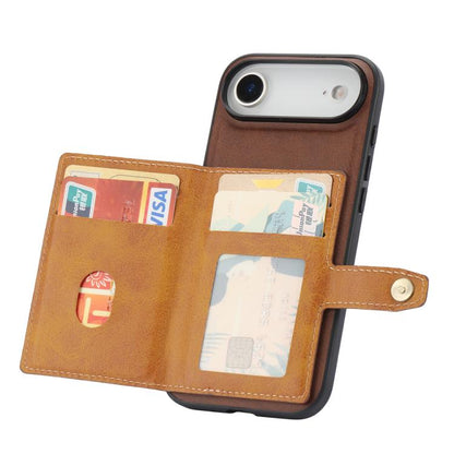 For iPhone Air Calfskin Card Slot TPU Hybrid PU Phone Case(Brown) - iPhone Air Cases by buy2fix | Online Shopping UK | buy2fix