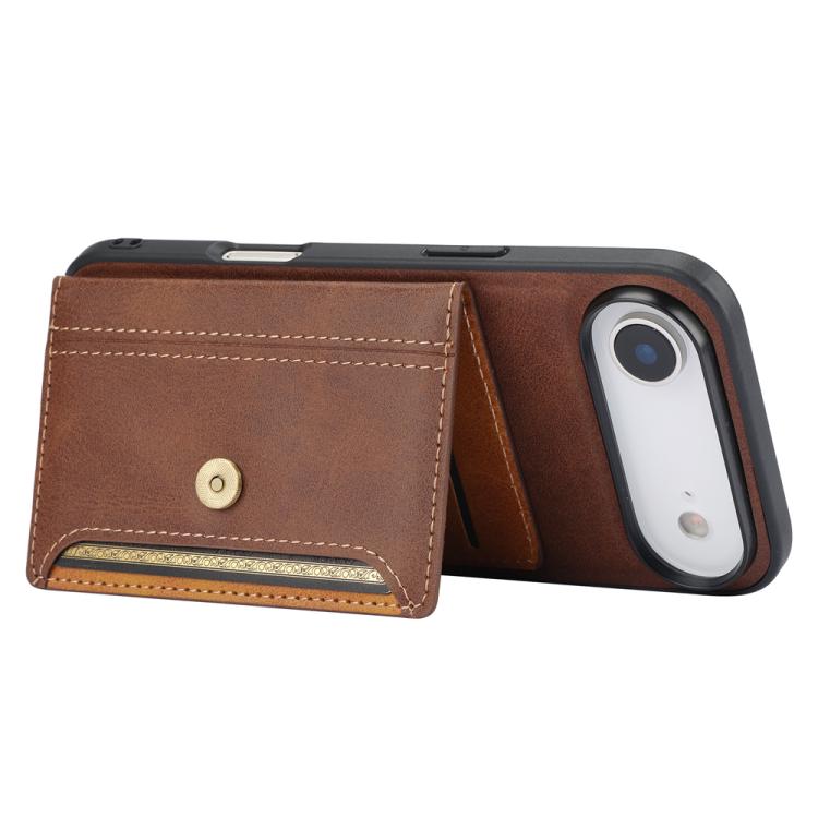 For iPhone Air Calfskin Card Slot TPU Hybrid PU Phone Case(Brown) - iPhone Air Cases by buy2fix | Online Shopping UK | buy2fix