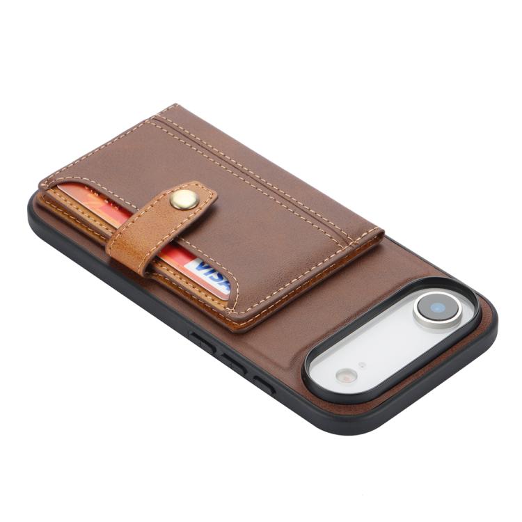 For iPhone Air Calfskin Card Slot TPU Hybrid PU Phone Case(Brown) - iPhone Air Cases by buy2fix | Online Shopping UK | buy2fix
