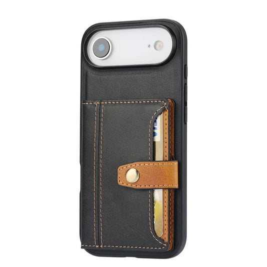 For iPhone Air Calfskin Card Slot TPU Hybrid PU Phone Case(Black) - iPhone Air Cases by buy2fix | Online Shopping UK | buy2fix