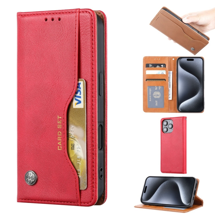 For iPhone 16 Pro Knead Skin Texture Flip Leather Phone Case(Red) by buy2fix