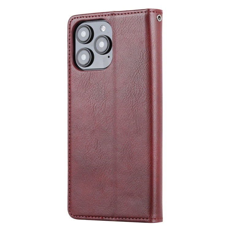 For iPhone 16 Pro Knead Skin Texture Flip Leather Phone Case(Wine Red) by buy2fix