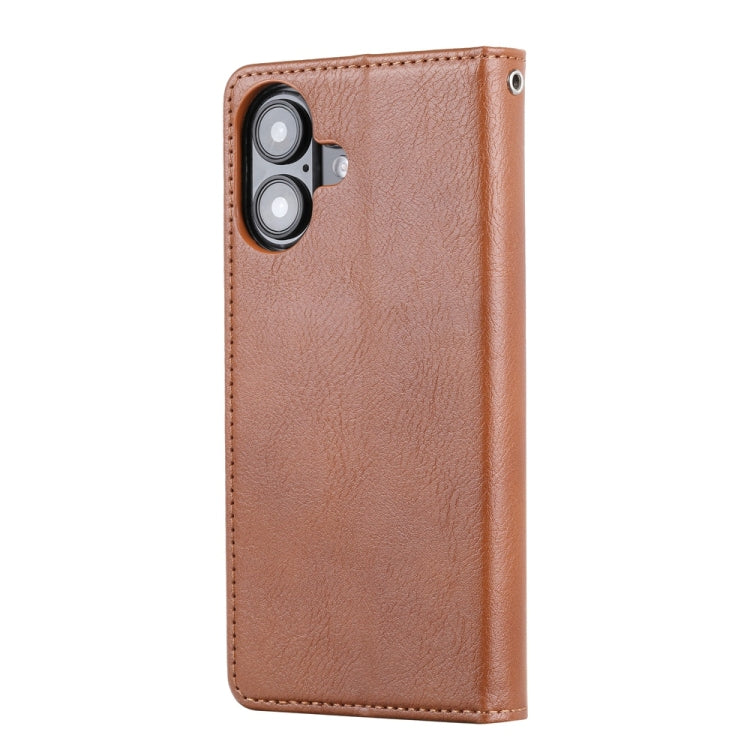 For iPhone 16 Plus Knead Skin Texture Flip Leather Phone Case(Brown) - iPhone 16 Plus Cases by buy2fix | Online Shopping UK | buy2fix