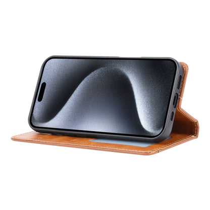 For iPhone 16 Plus Knead Skin Texture Flip Leather Phone Case(Brown) - iPhone 16 Plus Cases by buy2fix | Online Shopping UK | buy2fix