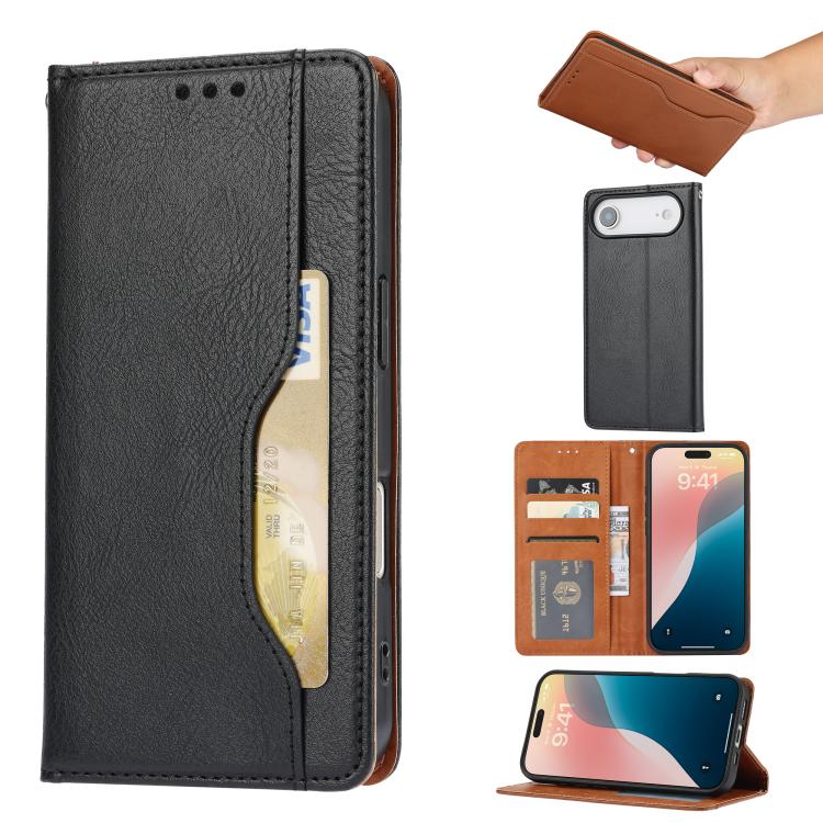 For iPhone Air Knead Skin Texture Flip Leather Phone Case(Black) - iPhone Air Cases by buy2fix | Online Shopping UK | buy2fix