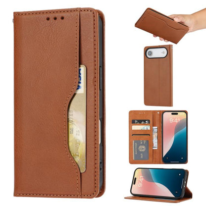 For iPhone Air Knead Skin Texture Flip Leather Phone Case(Brown) - iPhone Air Cases by buy2fix | Online Shopping UK | buy2fix