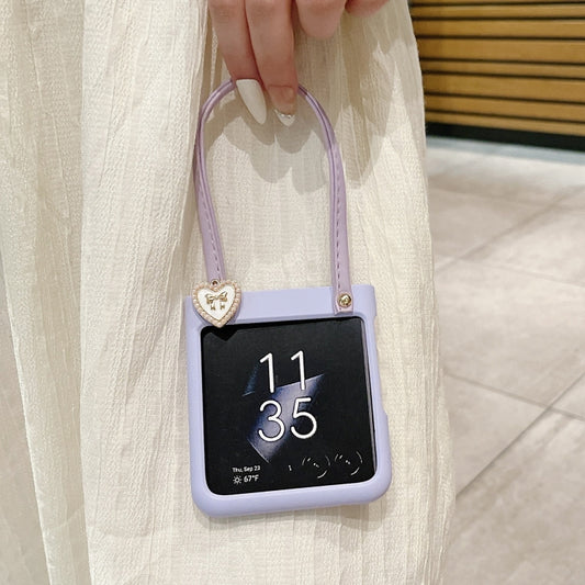 For Motorola Razr 40 Ultra Skin Feel PC Portable Handbag Type Phone Case(Purple) - Motorola Cases by buy2fix | Online Shopping UK | buy2fix
