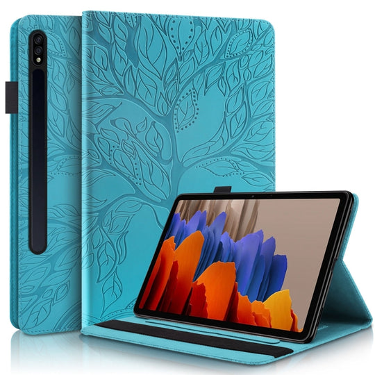 For Samsung Galaxy Tab S9+ / S9 FE+ Life Tree Series Horizontal Flip Leather Tablet Case(Lake Blue)