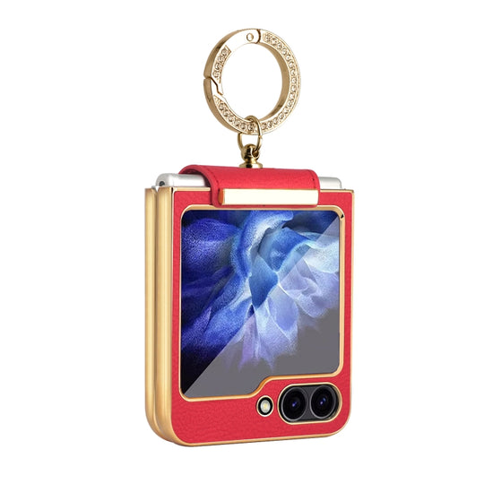 For Samsung Galaxy Z Flip7 FE / Flip6 Colorful PU Phone Case with Ring Holder(Red)