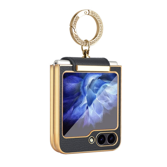 For Samsung Galaxy Z Flip6 / Flip7 FE Colorful PU Phone Case with Ring Holder(Black) - Galaxy Z Flip6 5G Cases by buy2fix | Online Shopping UK | buy2fix