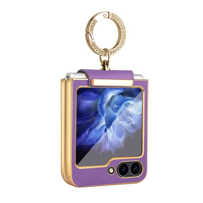 For Samsung Galaxy Z Flip6 Colorful PU Phone Case with Ring Holder(Purple) - Galaxy Z Flip6 5G Cases by buy2fix | Online Shopping UK | buy2fix