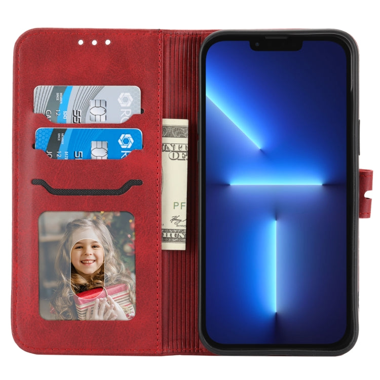 For iPhone 16 Pro Embossed Happy Cat Pattern Flip Leather Phone Case(Red) by buy2fix