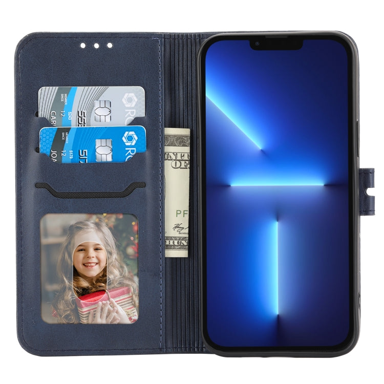 For iPhone 16 Pro Embossed Happy Cat Pattern Flip Leather Phone Case(Blue) by buy2fix