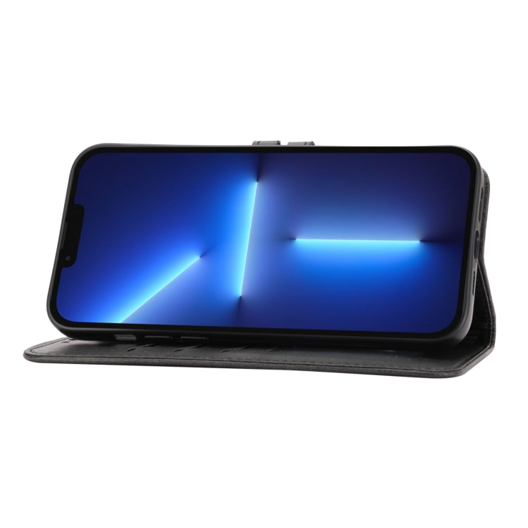 For iPhone 16 Pro Embossed Happy Cat Pattern Flip Leather Phone Case(Blue) by buy2fix