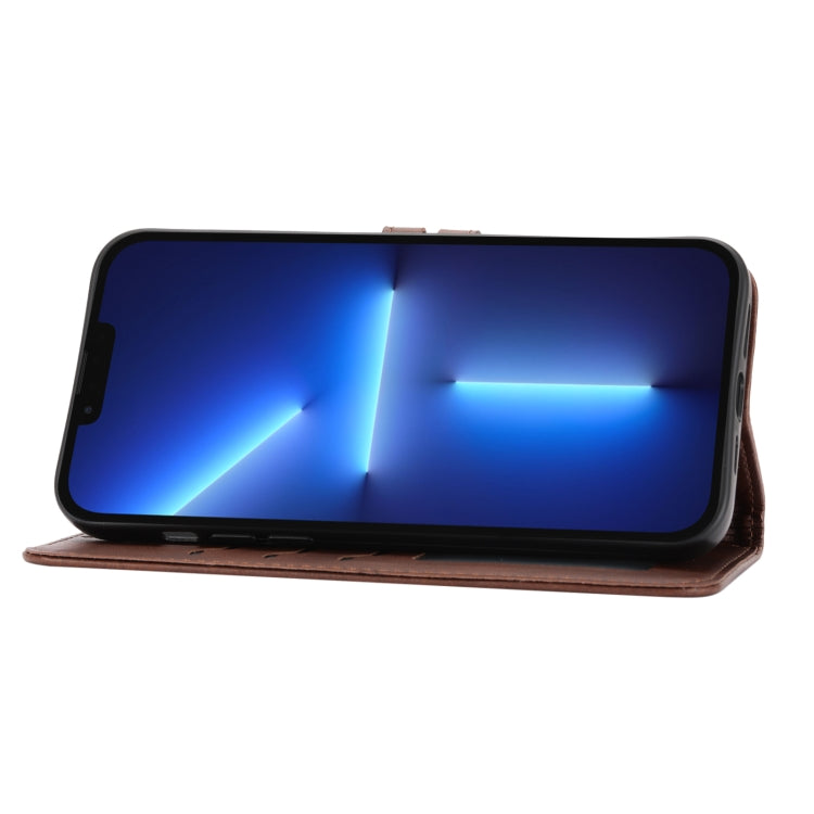 For iPhone 16 Pro Embossed Happy Cat Pattern Flip Leather Phone Case(Brown) by buy2fix