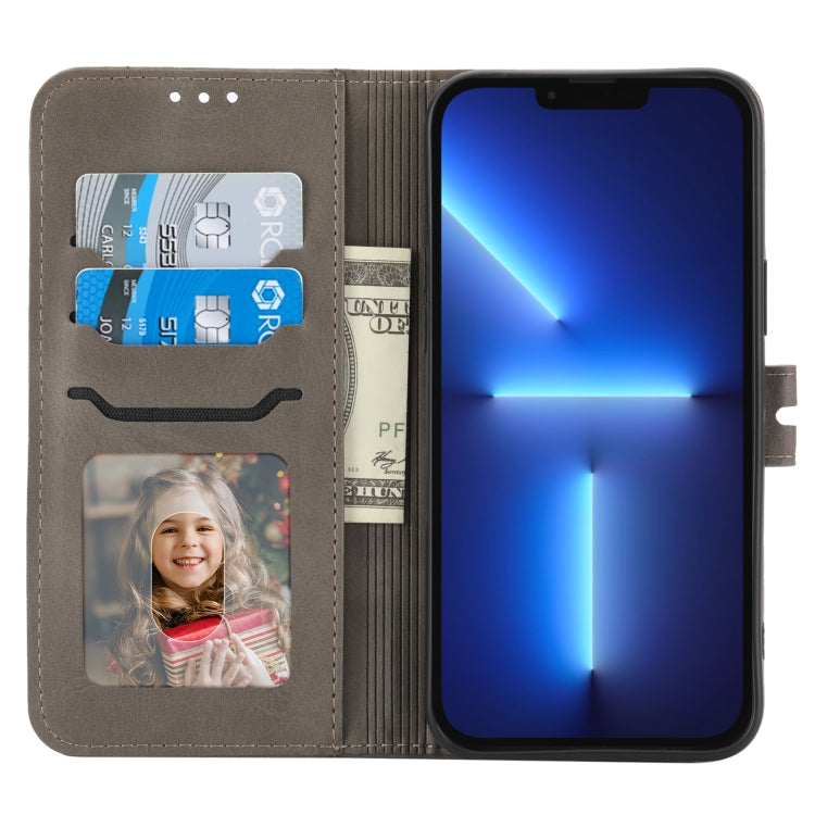 For iPhone 16 Pro Embossed Happy Cat Pattern Flip Leather Phone Case(Grey) by buy2fix