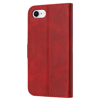 For iPhone 16e Embossed Happy Cat Pattern Flip Leather Phone Case(Red) by buy2fix