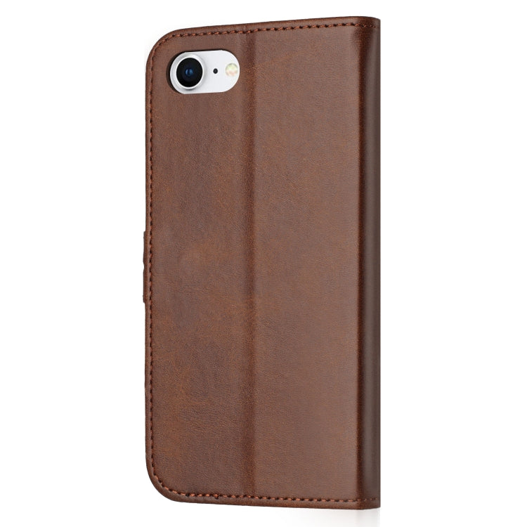 For iPhone 16e Embossed Happy Cat Pattern Flip Leather Phone Case(Brown) by buy2fix