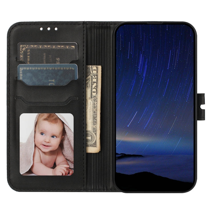 For iPhone 16e Embossed Happy Cat Pattern Flip Leather Phone Case(Black) by buy2fix